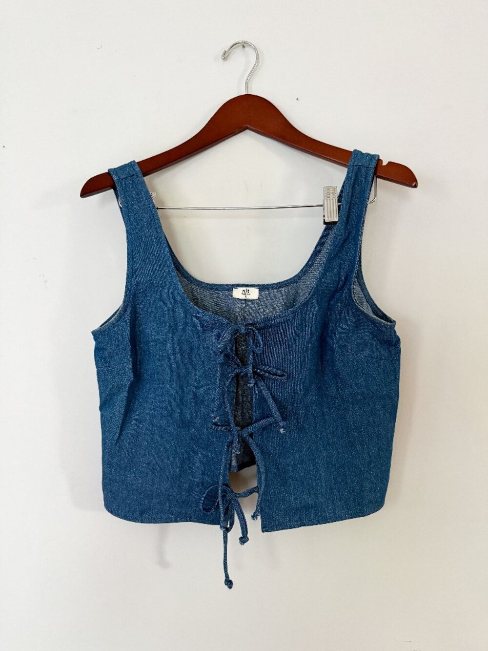 Tie Front Denim Tank